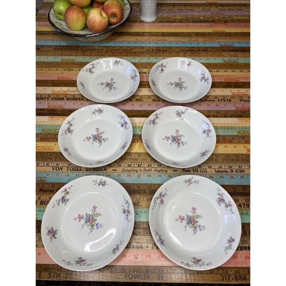 GDA Haviland Limoges France Set of 6 Soup Salad Bowls 7-1/2" Dresden Floral - Picture 1 of 12